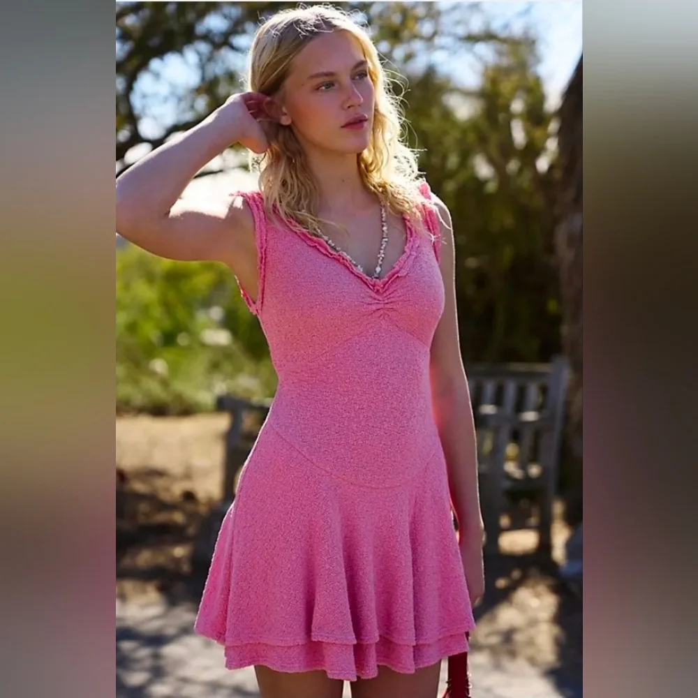 Free People Alice Mini Dress In Pink Icing - Picture 2 of 5